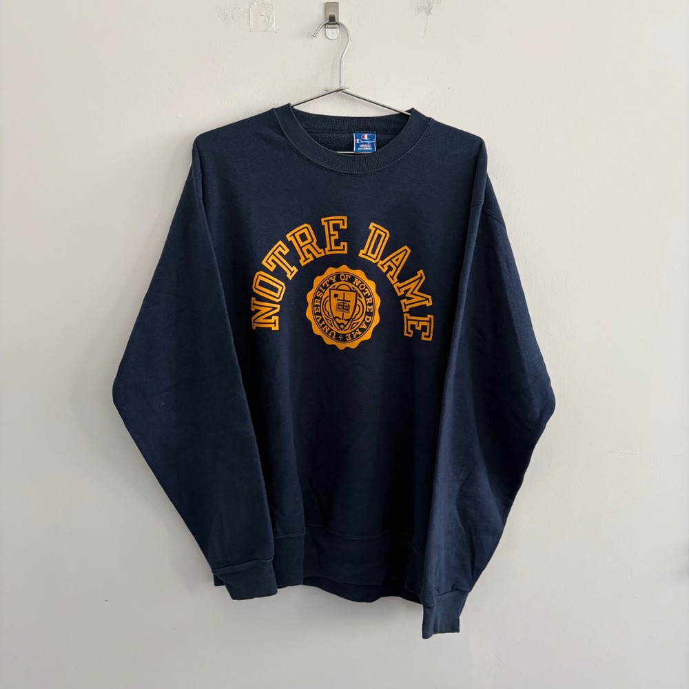 Champion Notre Dame University Crewneck Sweatshirt Navy Blue XL Made in USA